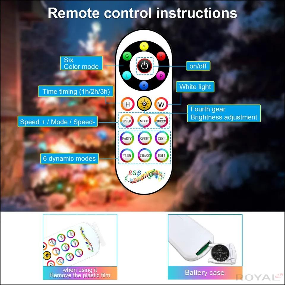 Royal Kay Multi Color RGB Holiday String Lights Outdoor Waterproof Remote Control Tree LED Decorative String Lights